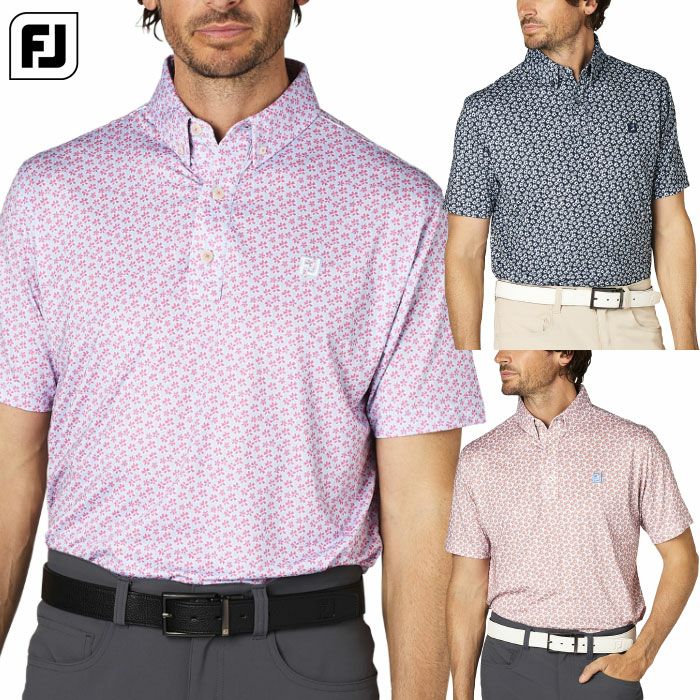 フットジョイフラワープリント半袖ボタンダウンシャツFJ-F25-S14メンズゴルフウェアFOOTJOY2025春夏モデル日本正規品