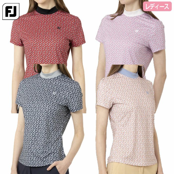 フットジョイフラワープリント半袖モックネックシャツFJ-F25-S10レディースゴルフウェアFOOTJOY2025春夏モデル日本正規品