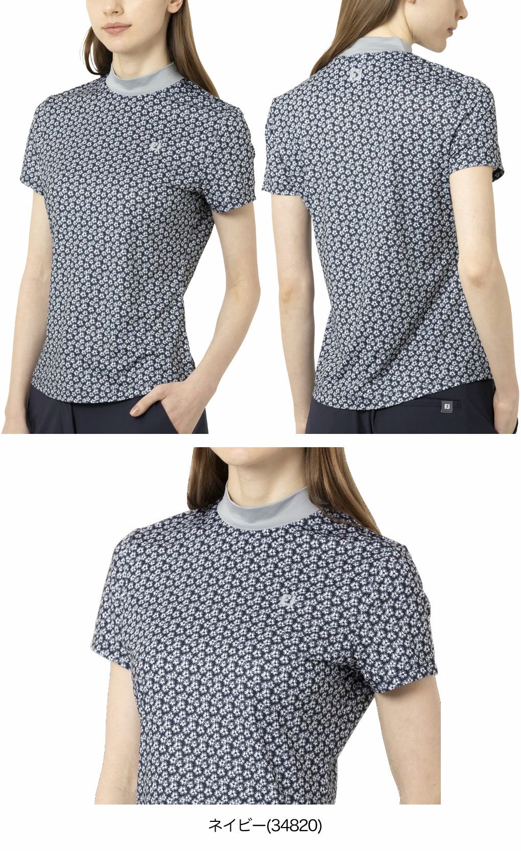フットジョイフラワープリント半袖モックネックシャツFJ-F25-S10レディースゴルフウェアFOOTJOY2025春夏モデル日本正規品