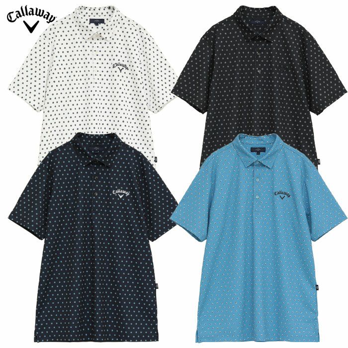 ゆうこりん！Callaway ホワイト ブラック2着　LLサイズ キャロウェイ ミニフラワープリントハイゲージカノコシャツ
