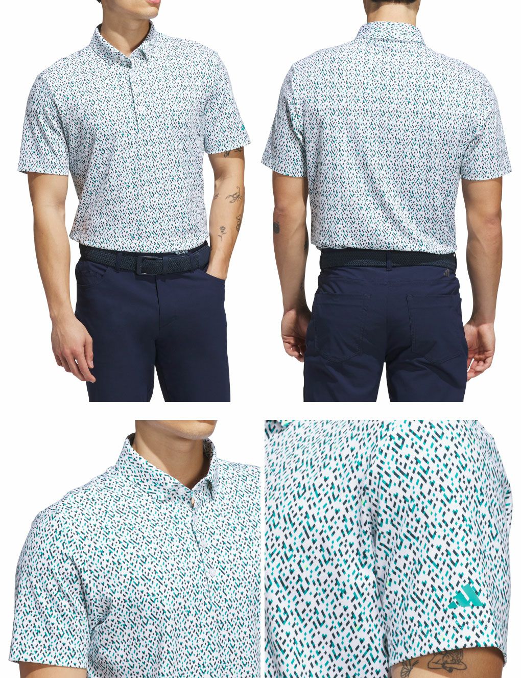 アディダスマイクロ アーガイルグラフィック半袖ボタンダウンシャツJVU16メンズゴルフウェアゴルフ2025秋冬モデルadidas日本正規品