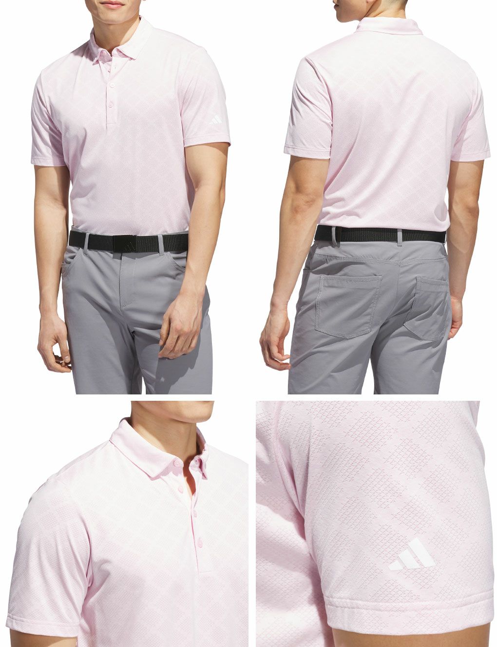 アディダスシーズナルジャガード半袖ボタンダウンシャツJVU15メンズゴルフウェアゴルフ2025秋冬モデルadidas日本正規品