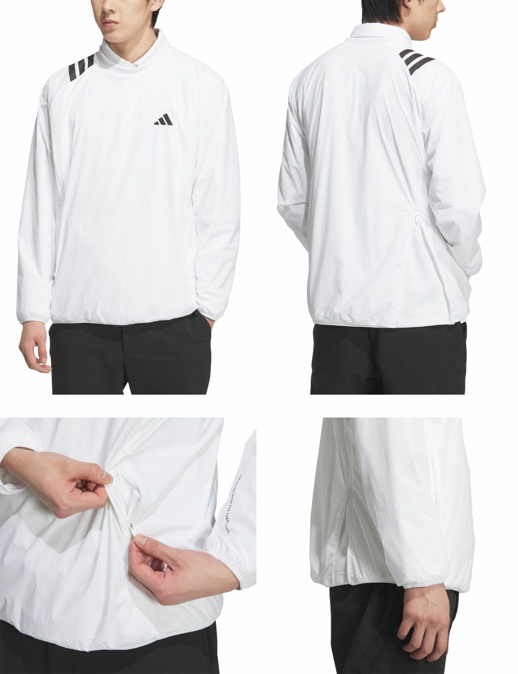 アディダス撥水 スリーストライプスプルオーバーウィンドJVU99メンズゴルフウェアゴルフ2025春夏モデルadidas日本正規品
