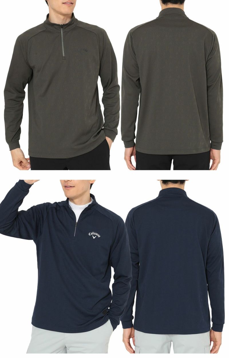 Callaway - coco 未使用品 キャロウェイ Callaway メンズ カットソー L グレー×黒 2024年秋冬モデル モックネック Callaway Apparel［キャロウェイアパレル］エンボスロゴ