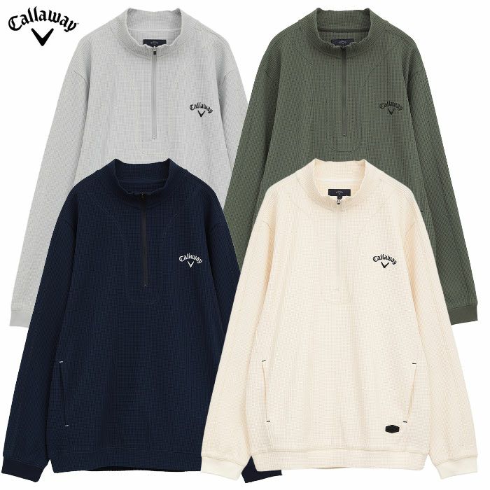 キャロウェイ ワッフルハーフジップモックネックシャツ