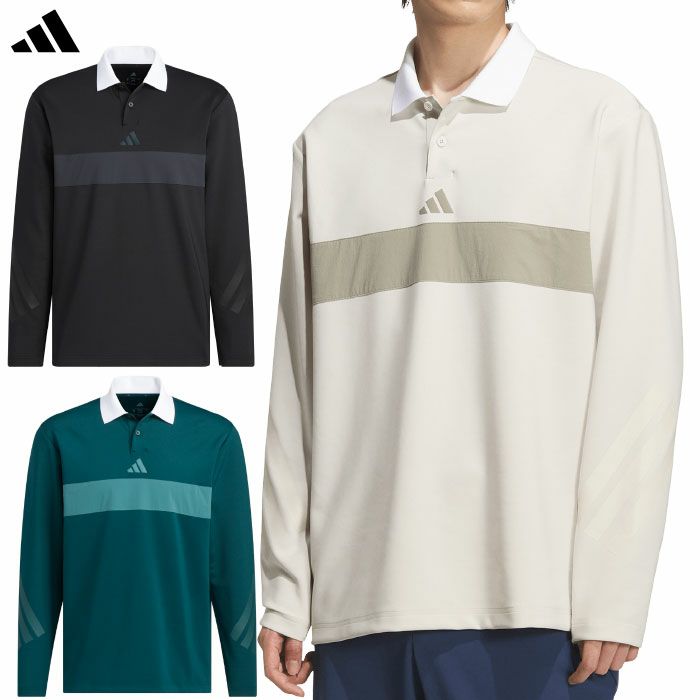 アディダスビヨンドザコースカラーブロック長袖ポロシャツJUW95メンズゴルフウェアゴルフ2025秋冬モデルadidas日本正規品