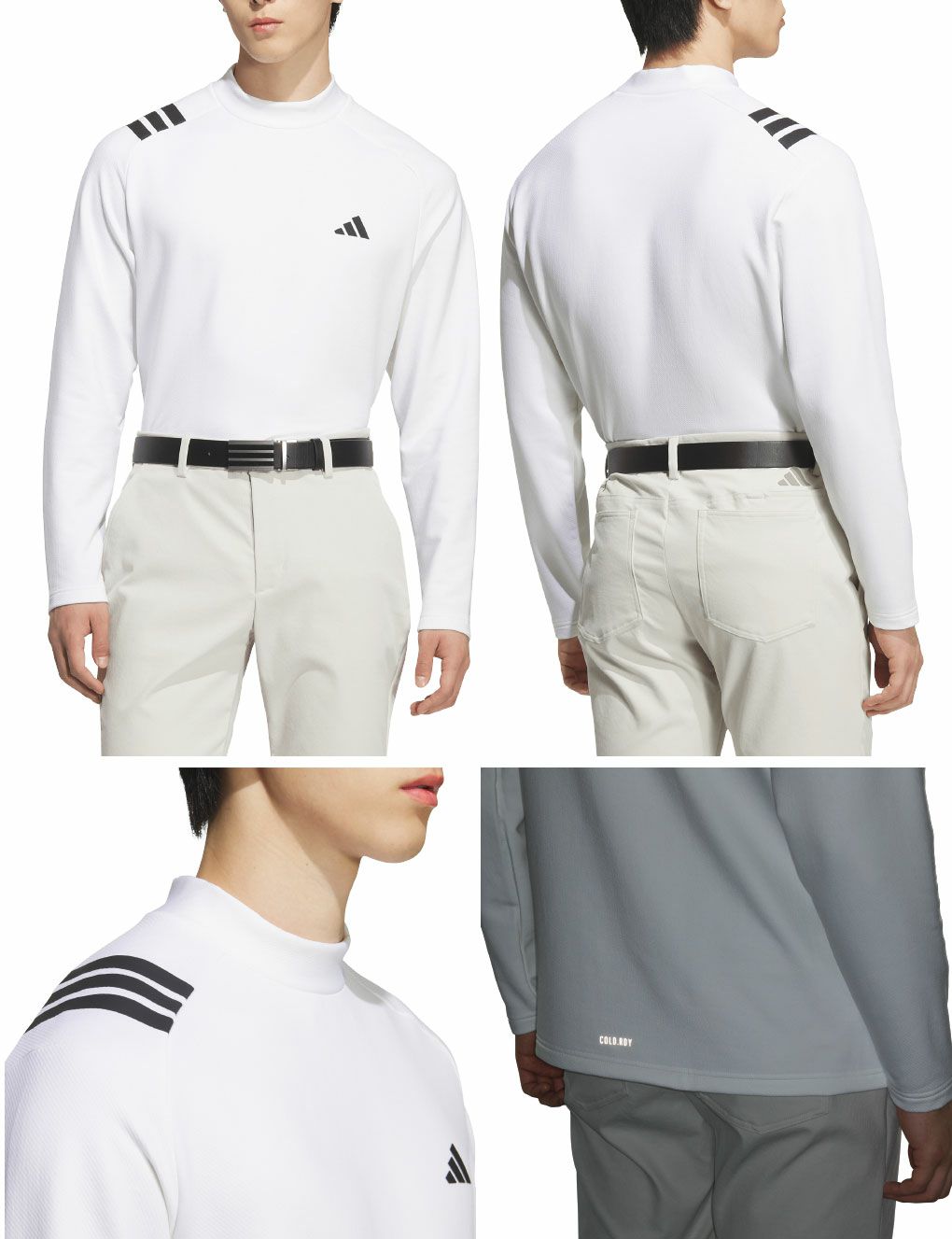 アディダスCOLD.RDYスリーストライプス長袖モックシャツJVV04メンズゴルフウェアゴルフ2025秋冬モデルadidas日本正規品