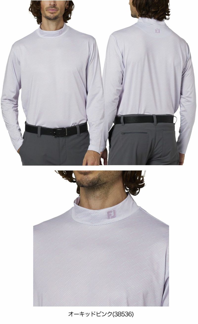 フットジョイ ウェーブラインプリントモックネック長袖シャツ FJ-F25