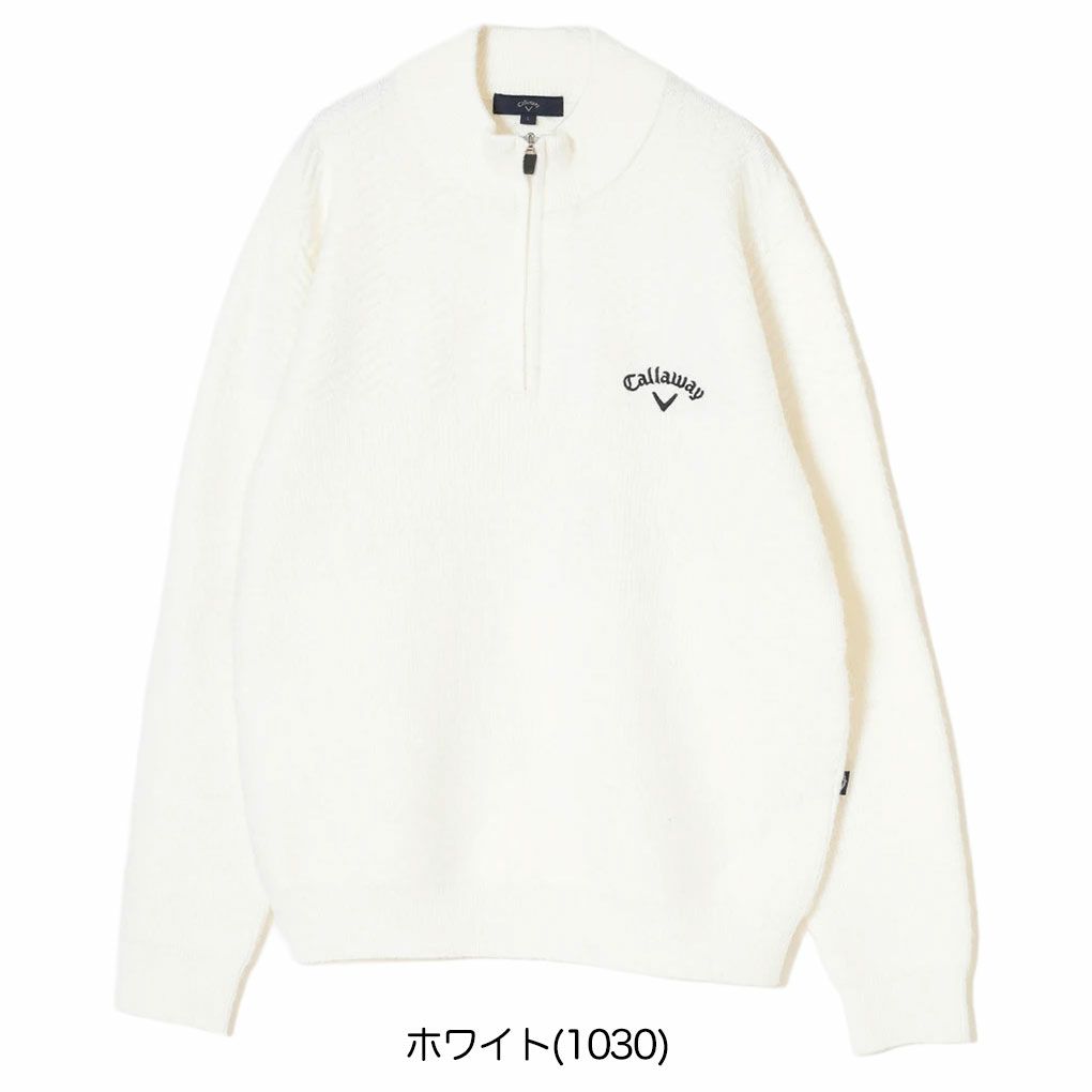 キャロウェイ ヘリンボーンハーフジップニット C25218105 メンズ