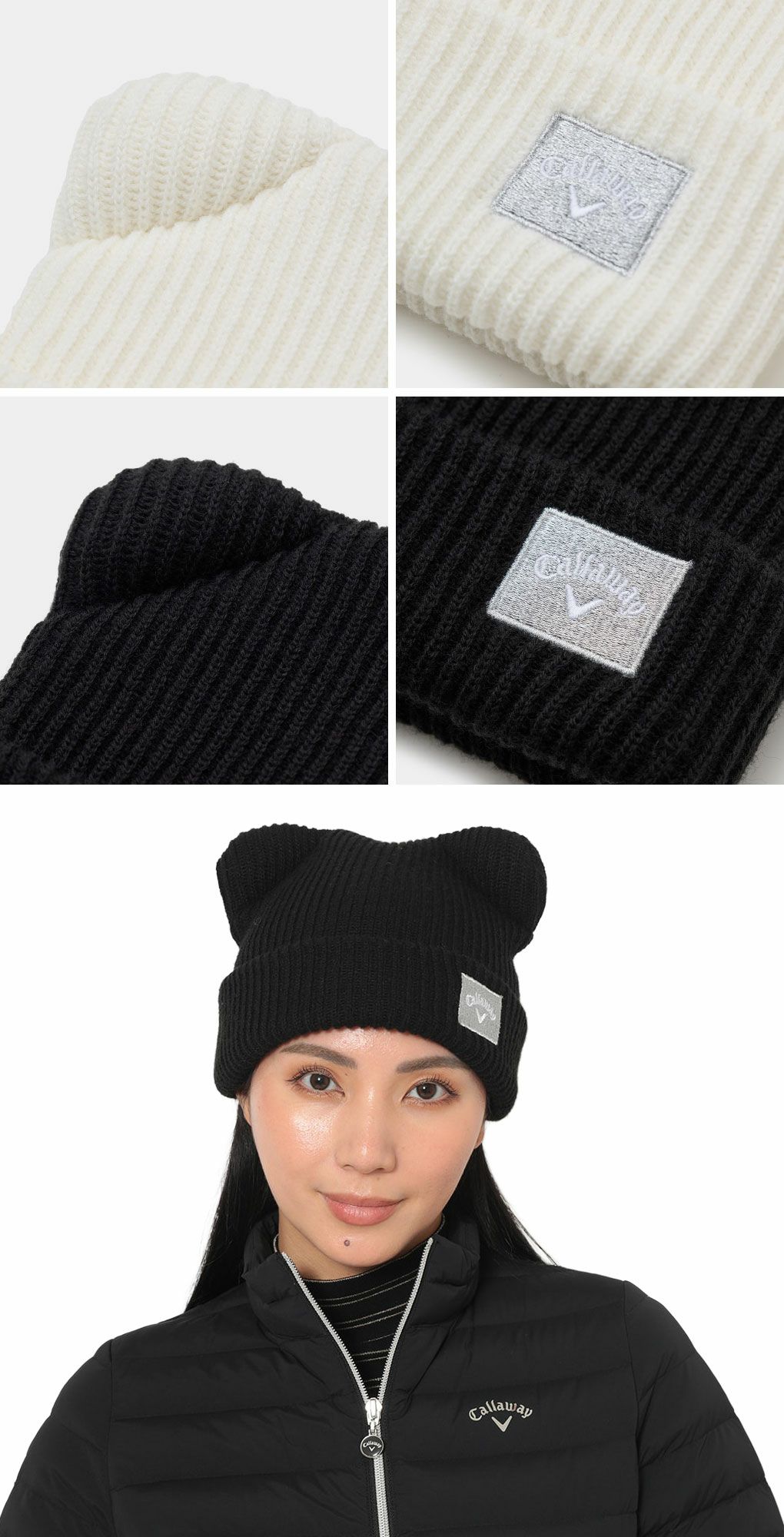 キャロウェイクマ耳付きビーニーC25291217レディースゴルフキャップ帽子2025秋冬モデル日本正規品
