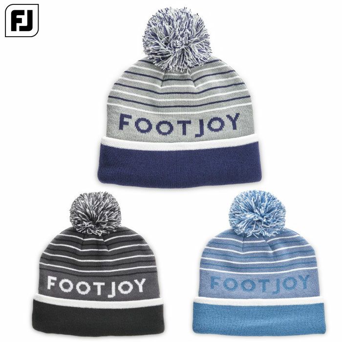 フットジョイ FJ ストライプポンポンビーニー メンズ ニット帽