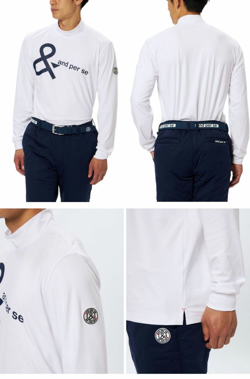 アンパスィ マシュマロジャージー長袖モックネックシャツ メンズ 2025秋冬 ゴルフウェア AMF9225W2 アンパスィ マシュマロジャージー長袖モックネックシャツ 長袖